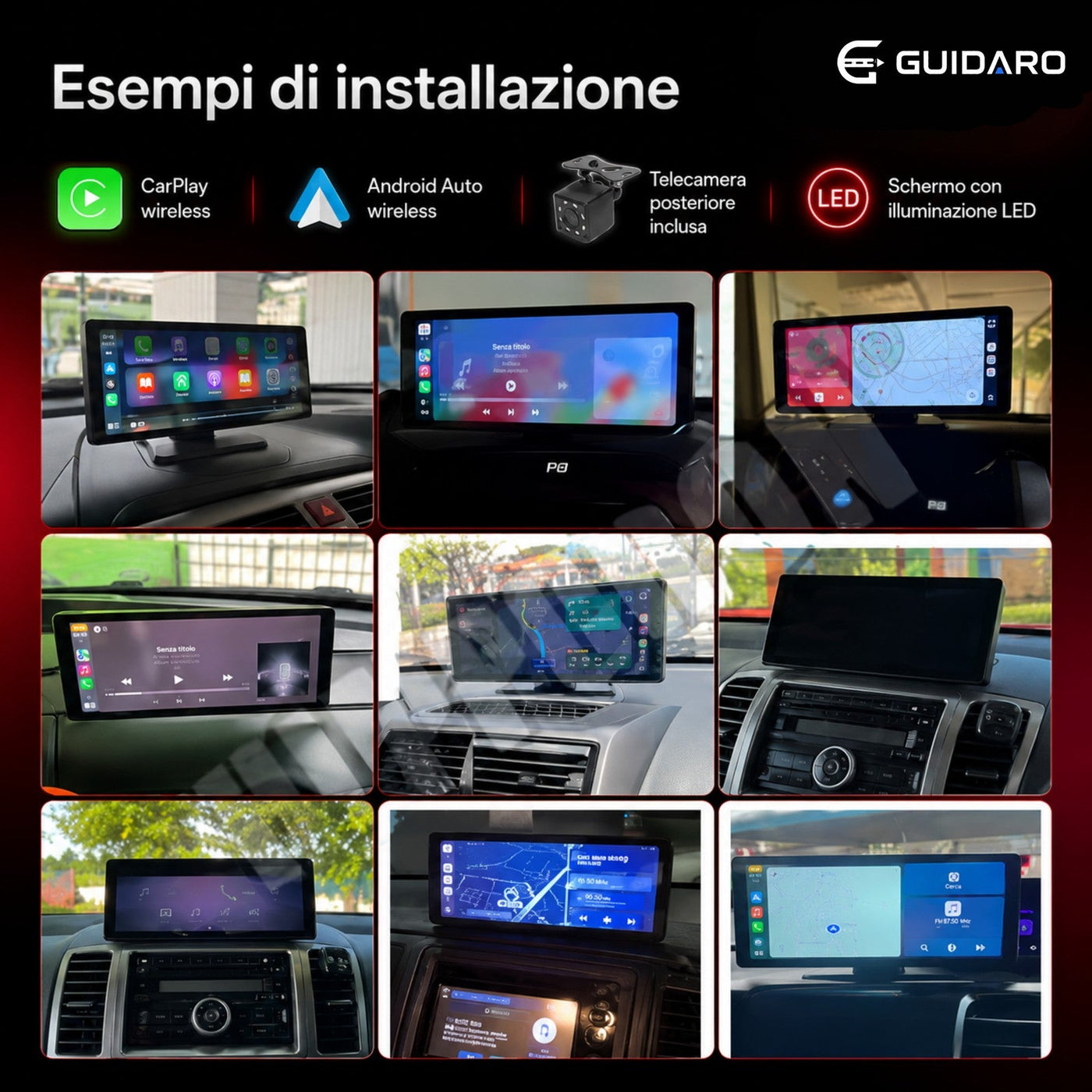 Esempi generici di installazione di un display su diversi cruscotti