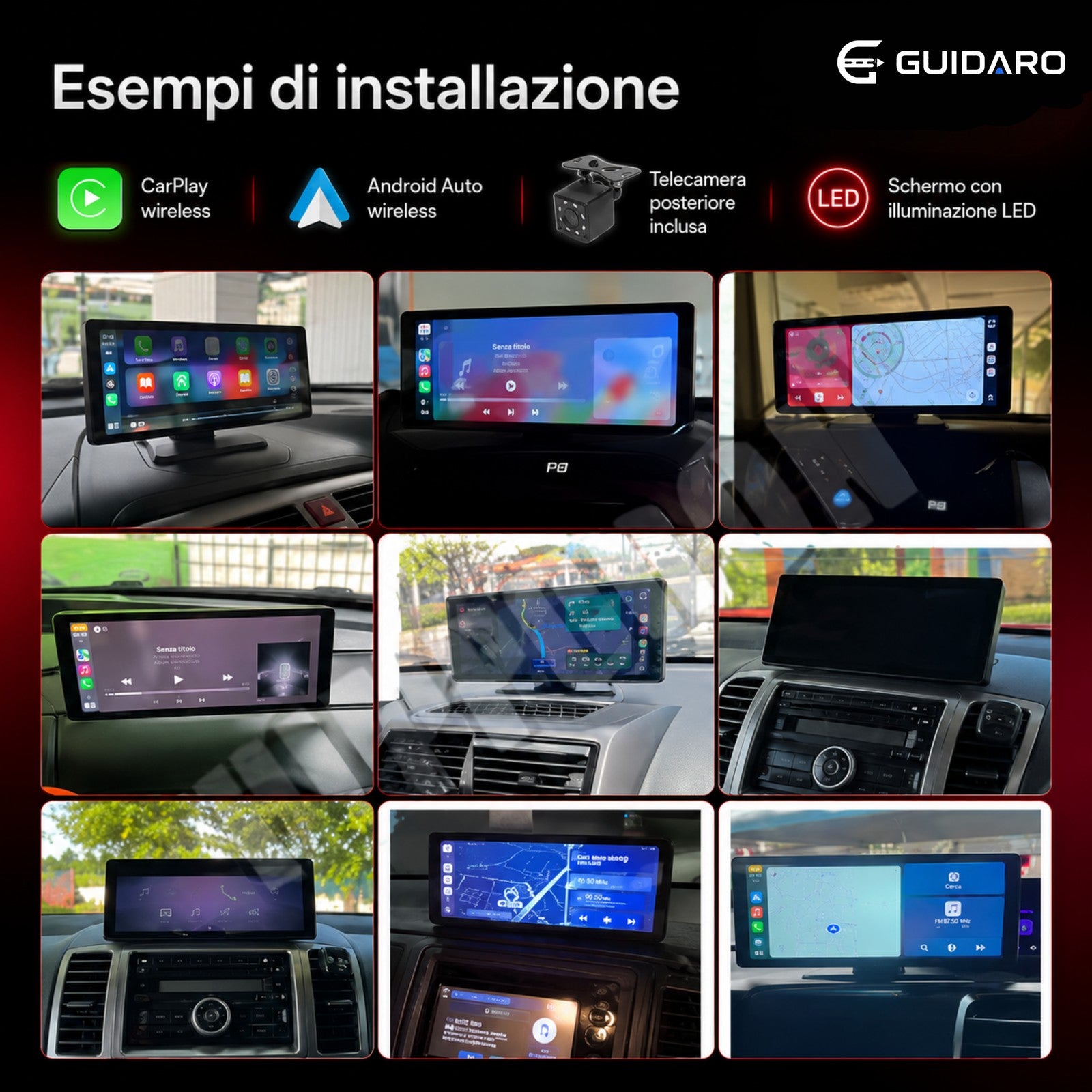Esempi di display installati su cruscotti di modelli di auto diversi